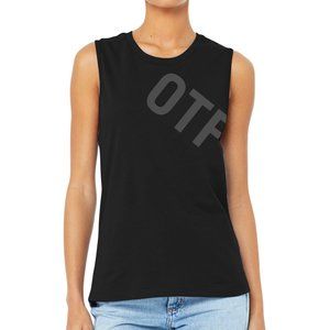 Orange Theory OTF angle Bella Jersey Ladies Muscle Tank BLACK